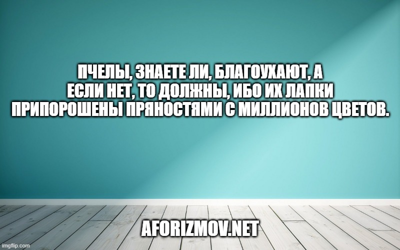 Пчелы, знаете ли, благоухают, а если нет, то должны, ибо их лапки припорошены пряностями с миллионов цветов.