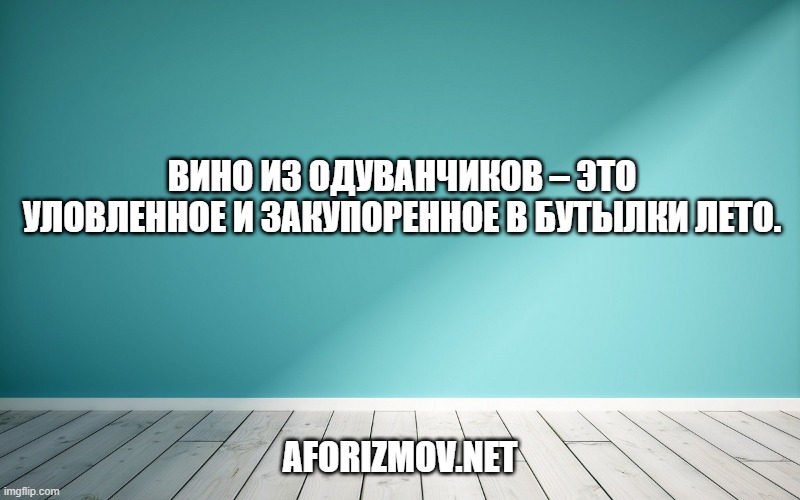 Вино из одуванчиков – это уловленное и закупоренное в бутылки лето.