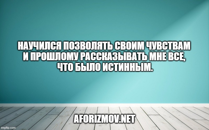 Научился позволять своим чувствам и Прошлому рассказывать мне все, что было истинным.