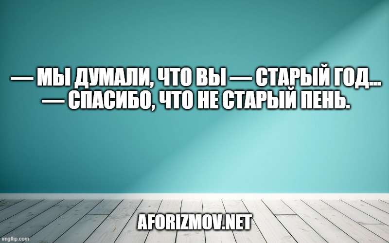 — Мы думали, что Вы — Старый Год...
— Спасибо, что не старый пень.