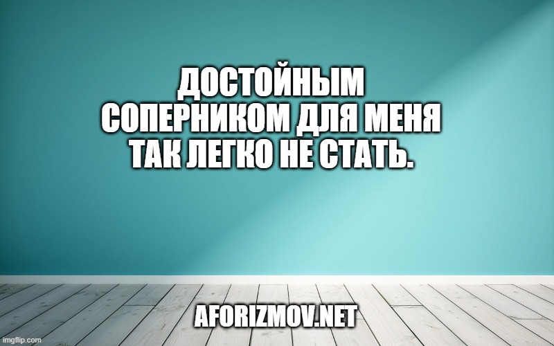 Достойным соперником для меня так легко не стать.