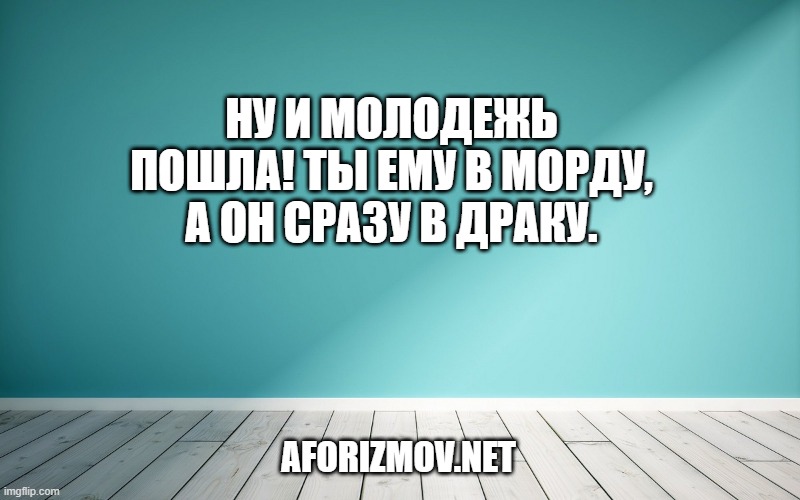 Ну и молодежь пошла! Ты ему в морду, а он сразу в драку.