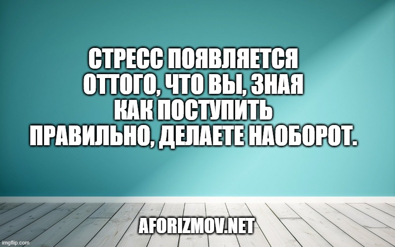 Стресс появляется оттого, что вы, зная как поступить правильно, делаете наоборот.