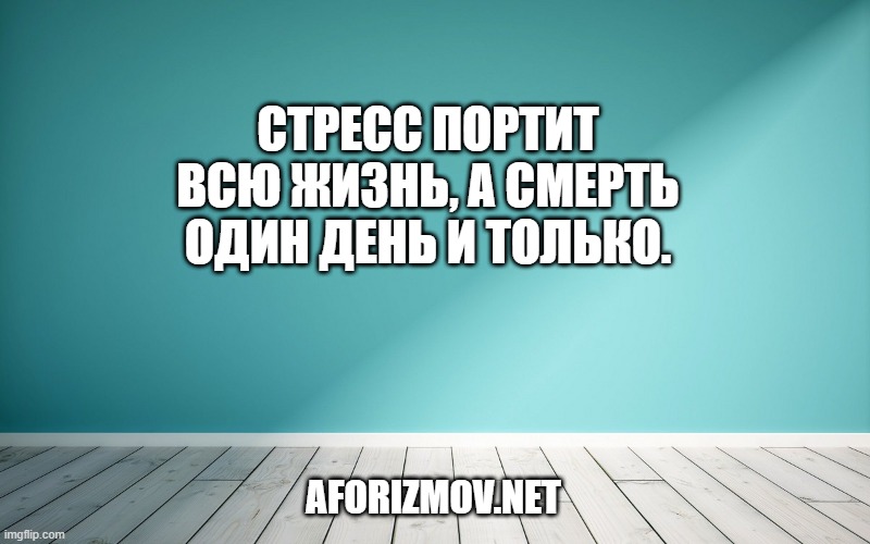 Стресс портит всю жизнь, а смерть один день и только.