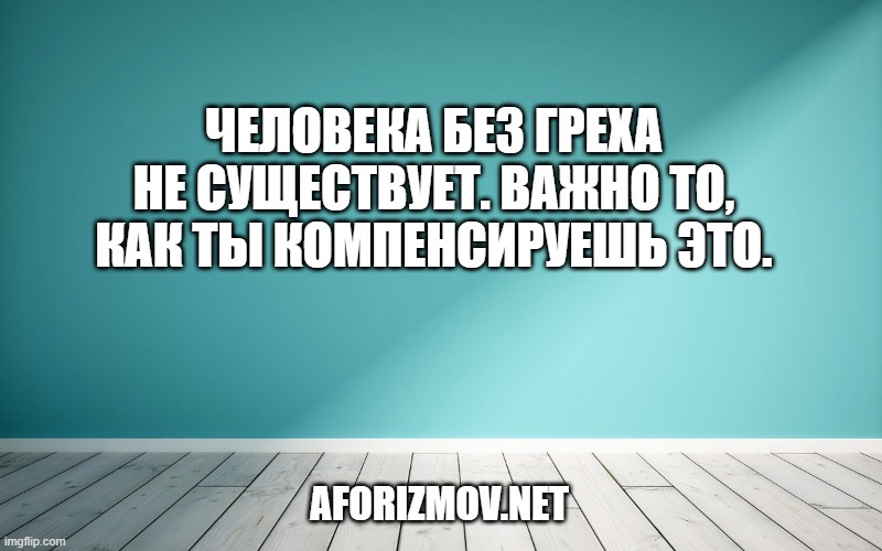 Человека без греха не существует. Важно то, как ты компенсируешь это.