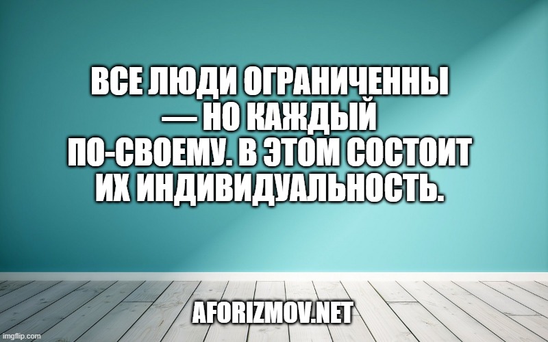 Все люди ограниченны — но каждый по-своему. В этом состоит их индивидуальность.