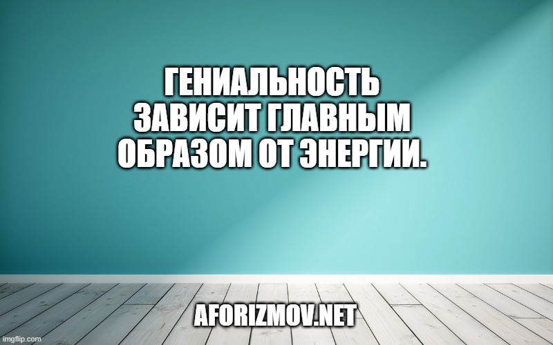 Гениальность зависит главным образом от энергии.