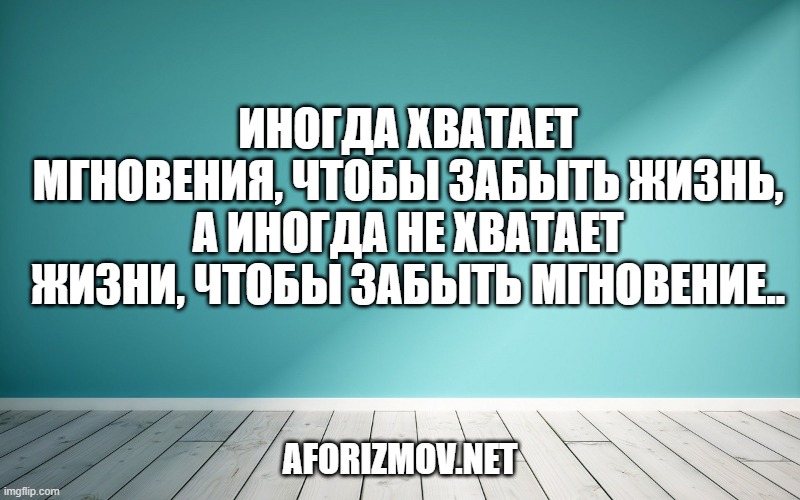 Иногда хватает мгновения, чтобы забыть жизнь, а иногда не хватает жизни, чтобы забыть мгновение.
