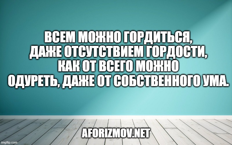 Всем можно гордиться, даже отсутствием гордости, как от всего можно одуреть, даже от собственного ума.