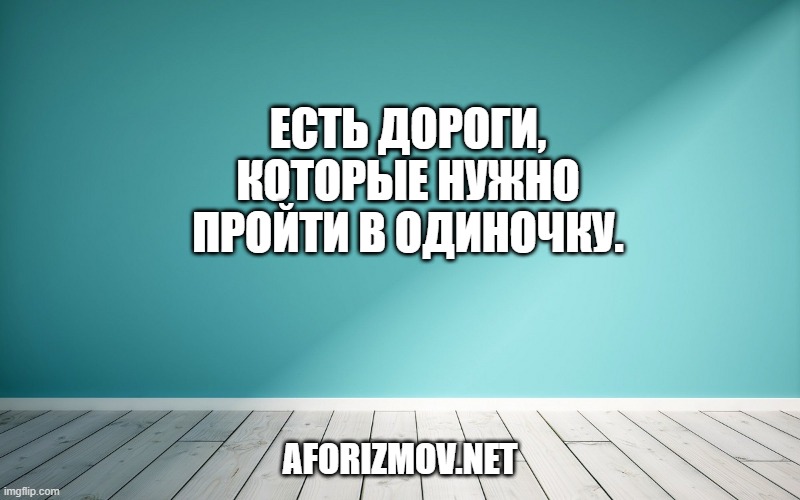 Есть дороги, которые нужно пройти в одиночку.