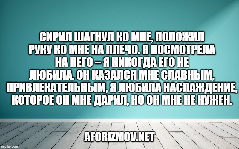 Сирил шагнул ко мне, положил руку ко мне на плечо. Я посмотрела на него – я никогда его не любила. Он казался мне славным, привлекательным, я любила наслаждение, которое он мне дарил, но он мне не нужен.