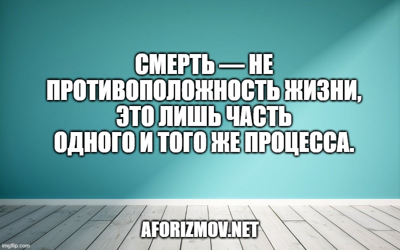 Смерть — не противоположность жизни, это лишь часть одного и того же процесса.