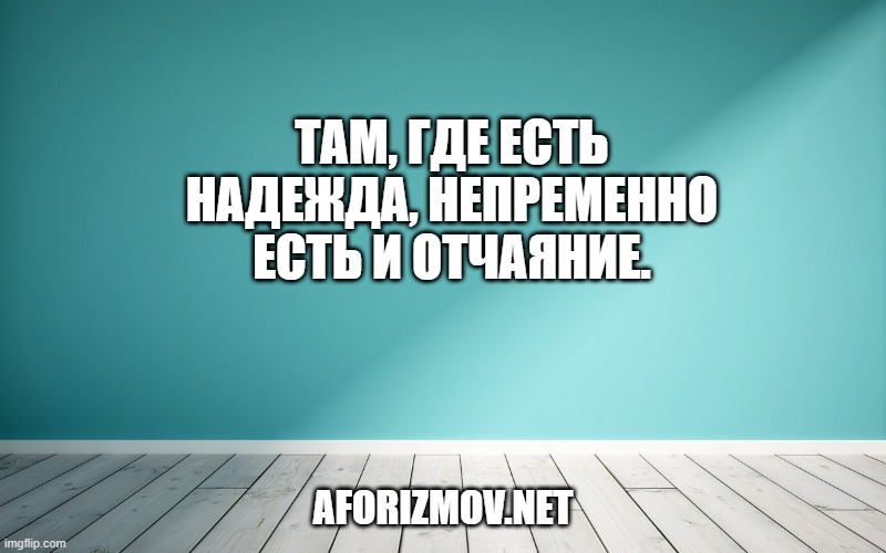 Там, где есть надежда, непременно есть и отчаяние.