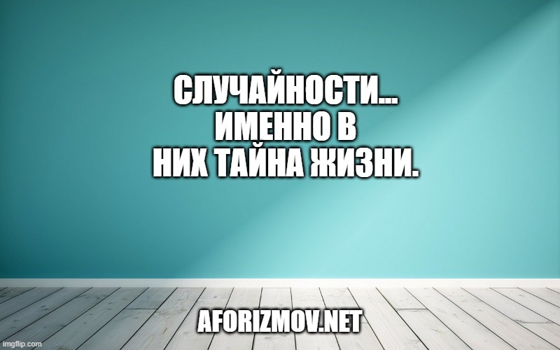 Случайности... Именно в них тайна жизни.