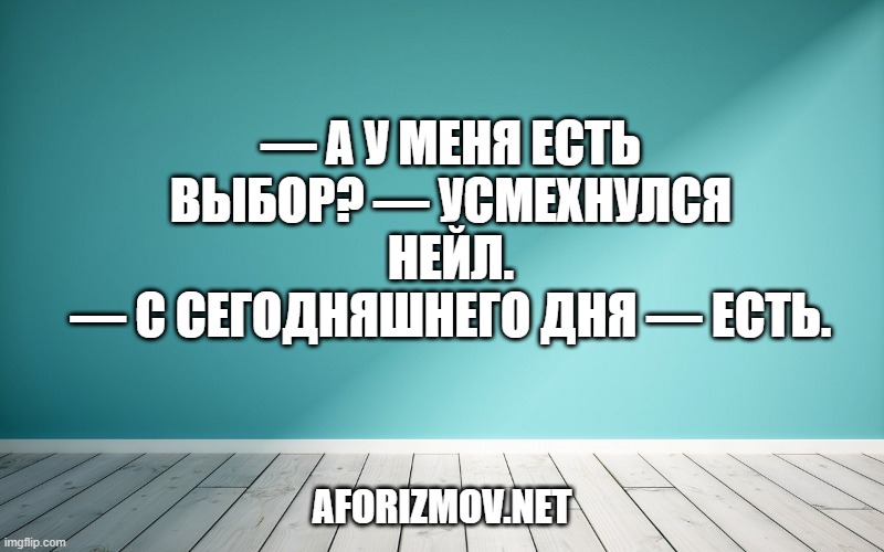 — А у меня есть выбор? — усмехнулся Нейл.
— С сегодняшнего дня — есть.