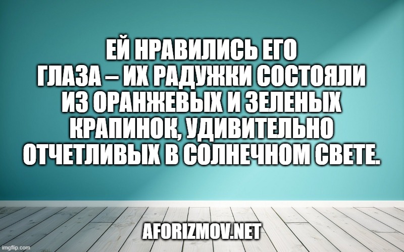 Ей нравились его глаза – их радужки состояли из оранжевых и зеленых крапинок, удивительно отчетливых в солнечном свете.