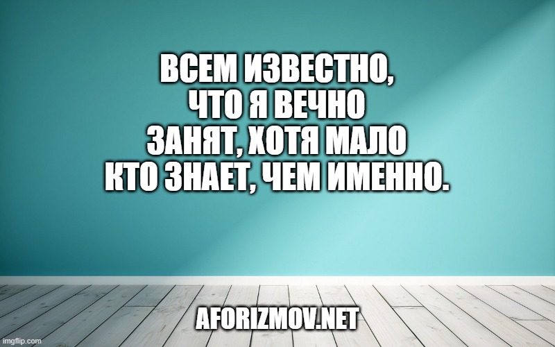 Всем известно, что я вечно занят, хотя мало кто знает, чем именно.