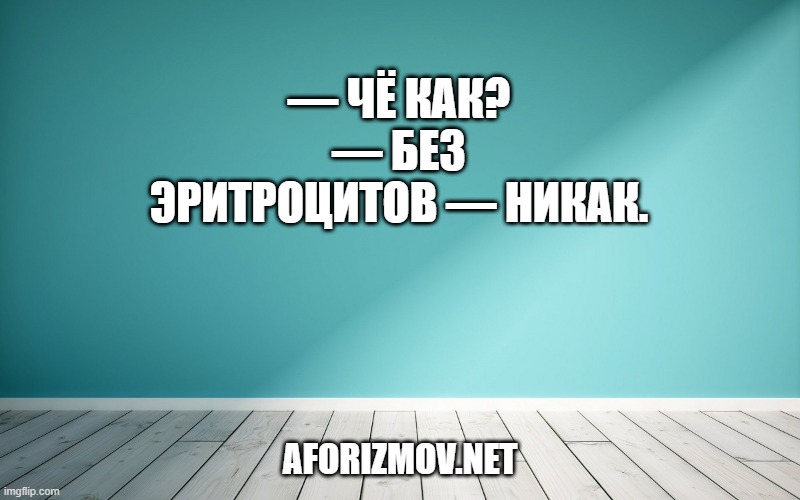 — Чё как?
— Без эритроцитов — никак.