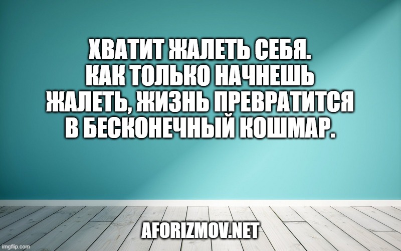 Хватит жалеть себя. Как только начнешь жалеть, жизнь превратится в бесконечный кошмар.