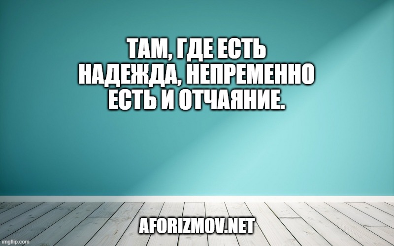 Там, где есть надежда, непременно есть и отчаяние.