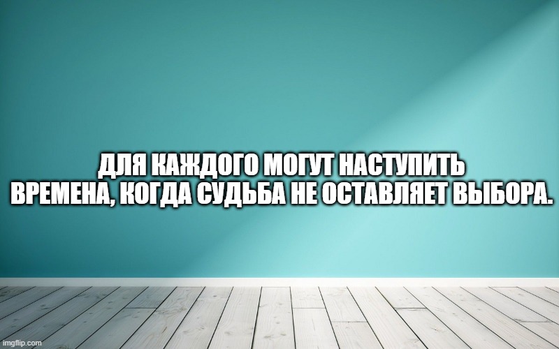Для каждого могут наступить времена, когда судьба не оставляет выбора.