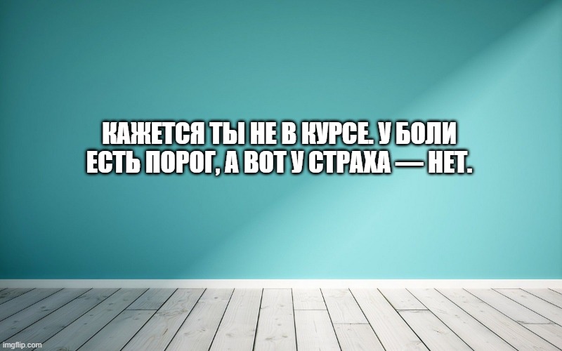 Кажется ты не в курсе. У боли есть порог, а вот у страха — нет.