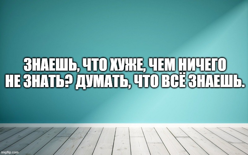 Знаешь, что хуже, чем ничего не знать? Думать, что всё знаешь.