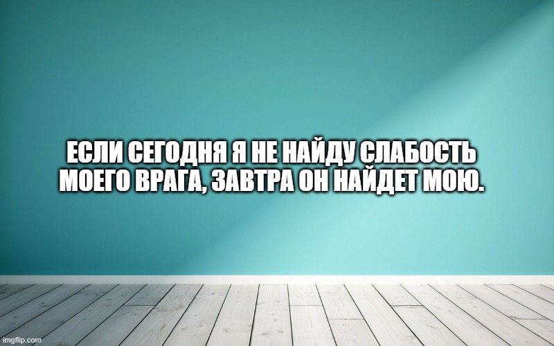 Если сегодня я не найду слабость моего врага, завтра он найдет мою.