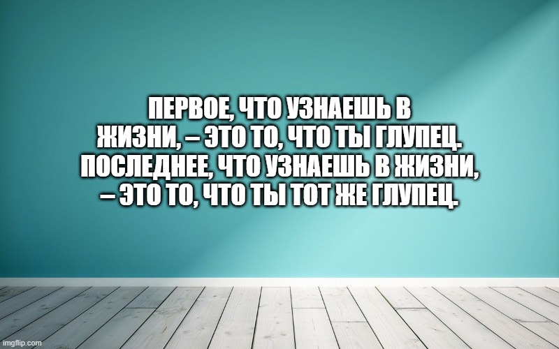 Первое, что узнаешь в жизни, – это то, что ты глупец. Последнее, что узнаешь в жизни, – это то, что ты тот же глупец.