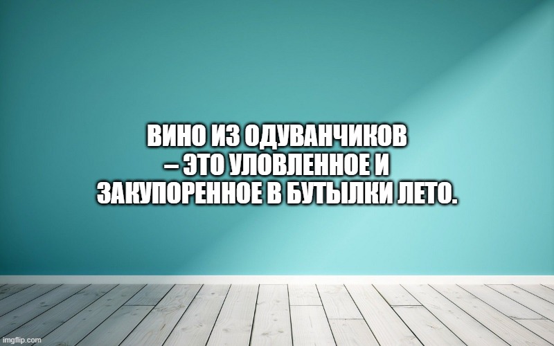 Вино из одуванчиков – это уловленное и закупоренное в бутылки лето.