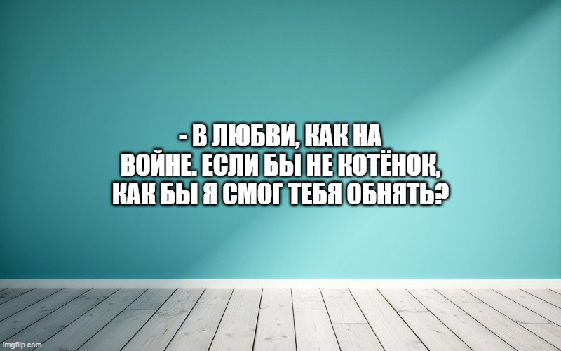 - В любви, как на войне. Если бы не котёнок, как бы я смог тебя обнять?