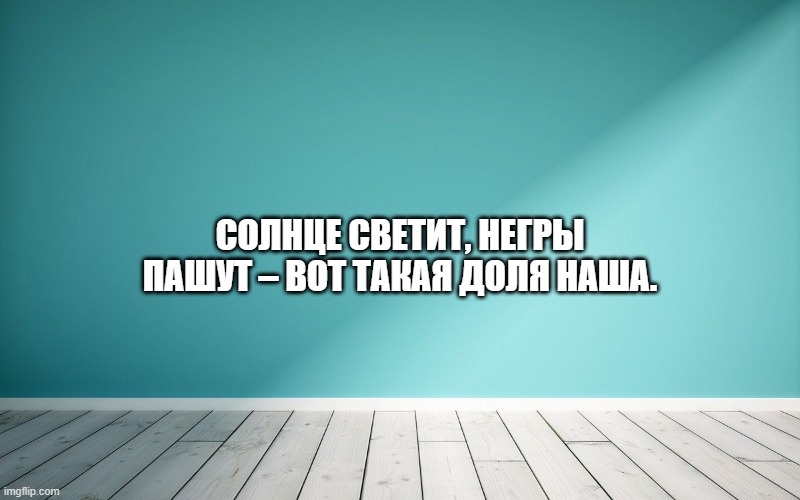 Солнце светит, негры пашут – вот такая доля наша.
