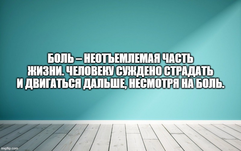 Боль - неотъемлемая часть жизни. Человеку суждено страдать и двигаться дальше, несмотря на боль.