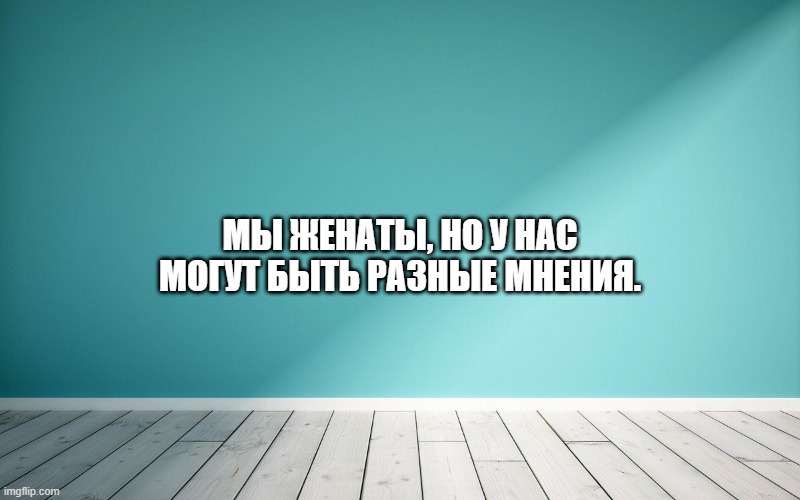 Мы женаты, но у нас могут быть разные мнения.