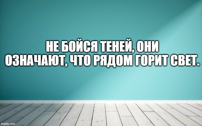 Не бойся теней, они означают, что рядом горит свет.