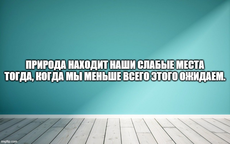 Природа находит наши слабые места тогда, когда мы меньше всего этого ожидаем.