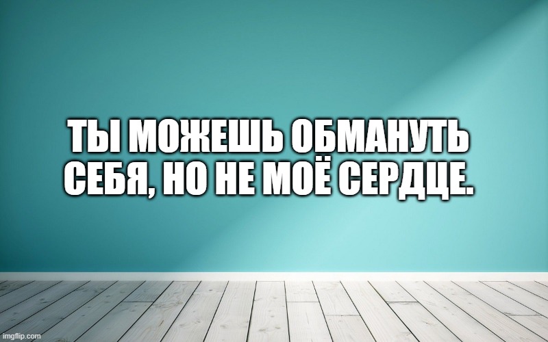 Ты можешь обмануть себя, но не моё сердце.