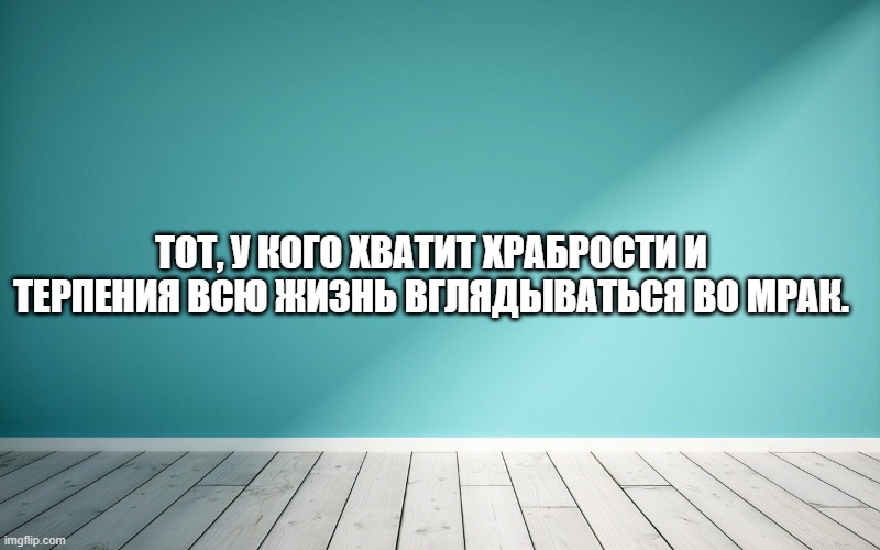 Тот, у кого хватит храбрости и терпения всю жизнь вглядываться во мрак.