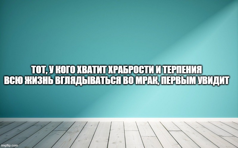 Тот, у кого хватит храбрости и терпения всю жизнь вглядываться во мрак, первым увидит в нем проблеск света.