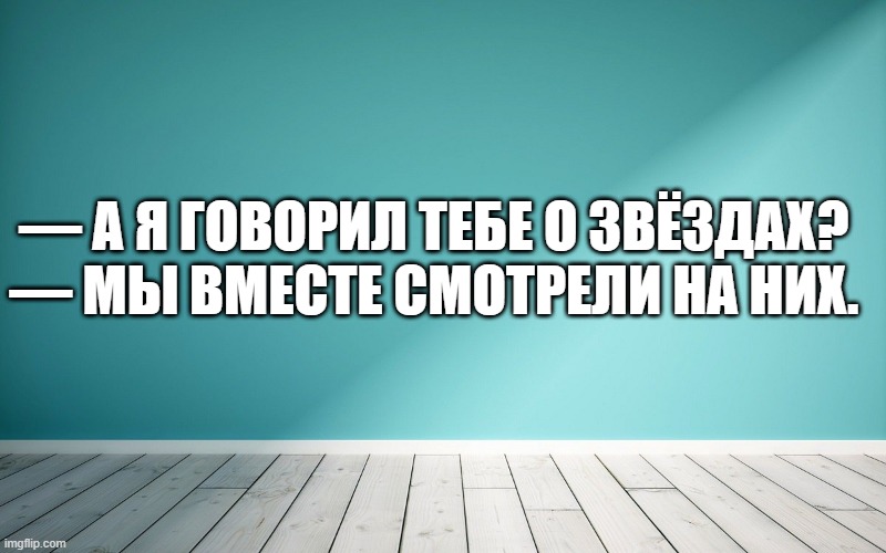 — А я говорил тебе о звёздах? — Мы вместе смотрели на них.