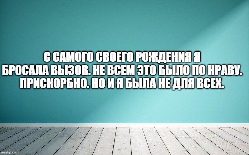 С самого своего рождения я бросала вызов. Не всем это было по нраву. Прискорбно. Но и я была не для всех.