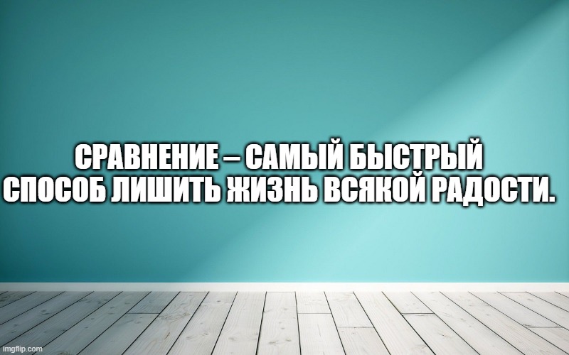 Сравнение – самый быстрый способ лишить жизнь всякой радости.