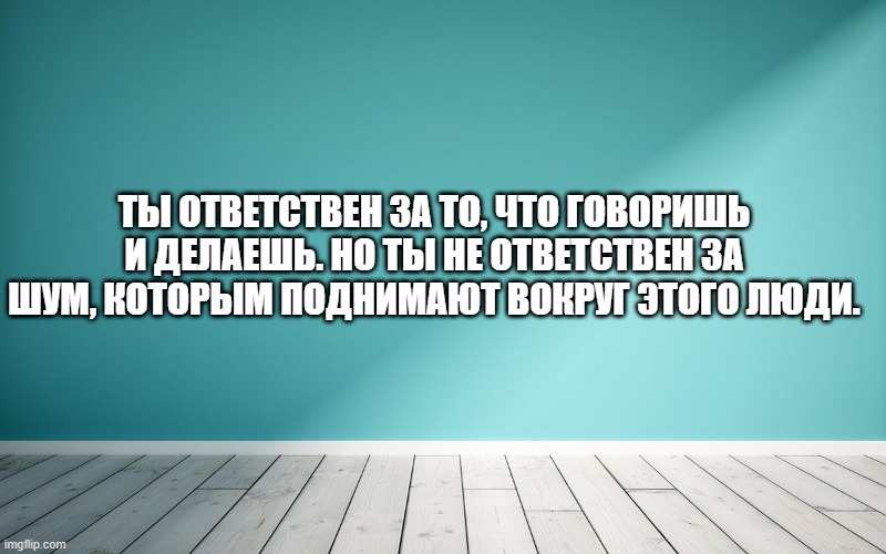 Ты ответствен за то, что говоришь и делаешь. Но ты не ответствен за шум, которым поднимают вокруг этого люди.