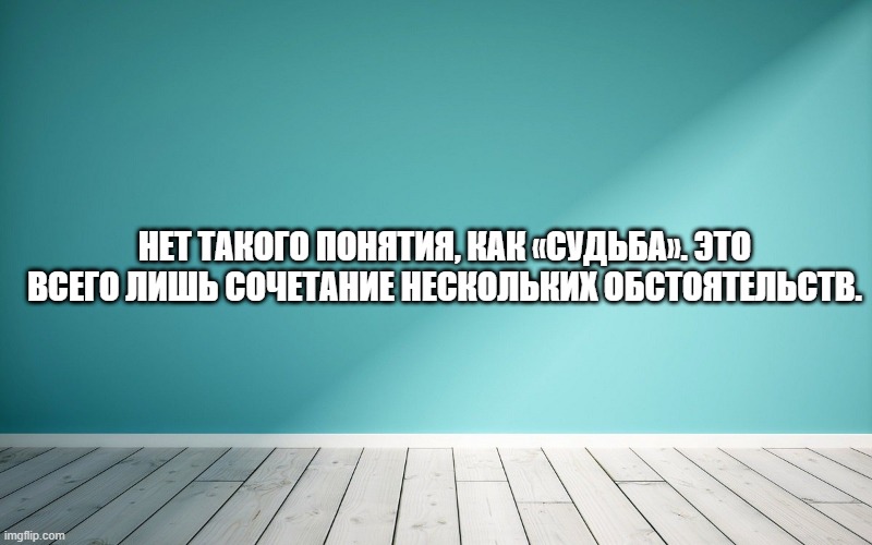 Нет такого понятия, как «судьба». Это всего лишь сочетание нескольких обстоятельств.