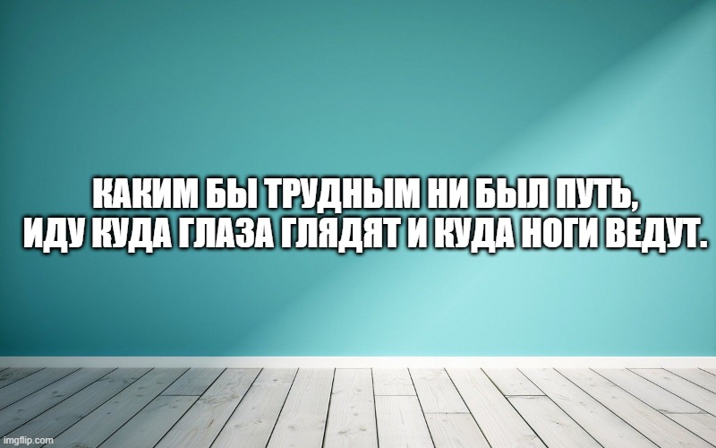 Каким бы трудным ни был путь, иду куда глаза глядят и куда ноги ведут.