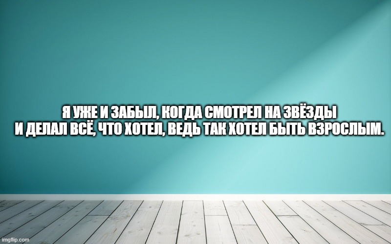 Я уже и забыл, когда смотрел на звёзды И делал всё, что хотел, ведь так хотел быть взрослым.