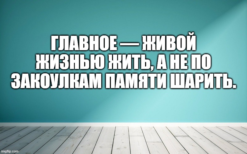 Главное — живой жизнью жить, а не по закоулкам памяти шарить.