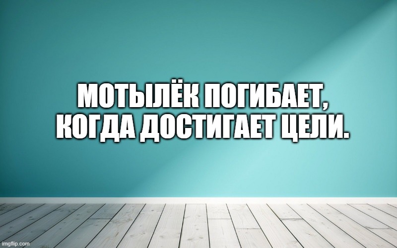 Мотылёк погибает, когда достигает цели.