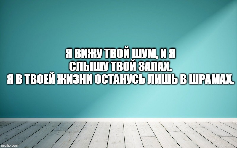 Я вижу твой шум, и я слышу твой запах. Я в твоей жизни останусь лишь в шрамах.