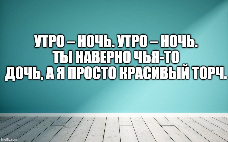 Утро – ночь. Утро – ночь. Ты наверно чья-то дочь, а я просто красивый торч.